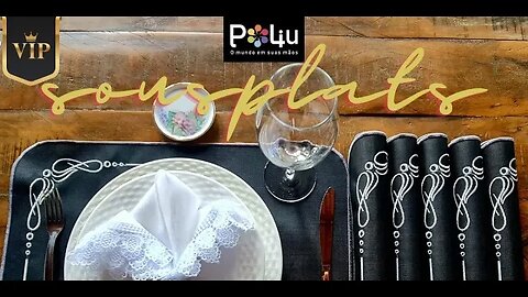 Sousplat Jogo americano bordado em fibra de vidro screen Lunch Time - Exclusivo Poli4u