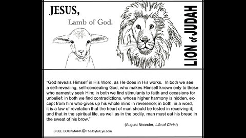 Lion of Judah, Lamb of God Bible Bookmark. August Neander Quote. Paradox and Apparent Contradiction