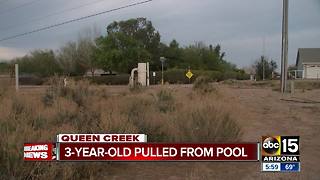 Child pulled from a pool in Queen Creek
