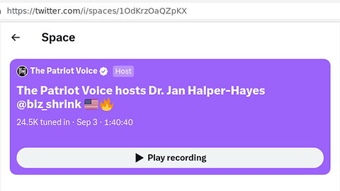 The Patriot Voice hosts Dr. Jan Halper-Hayes @biz_shrink 2023-09-03