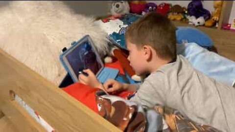 Bedstemor læser barnebarns historie på Facetime