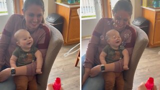 Baby Delivers Extremely Contagious Laughter Over Blowing Bubbles