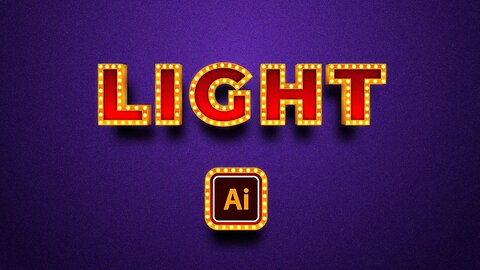 How To Create Editable Vector Cinema Light Bulb Sign Text Effect in Adobe Illustrator Tutorial