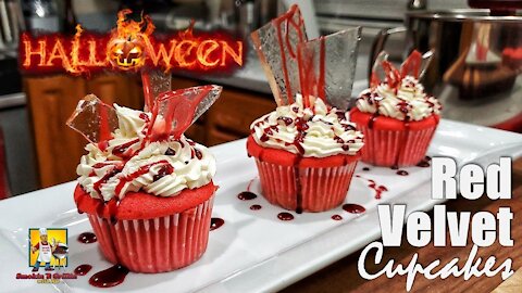 Red Blood Velvet Cupcakes Halloween Treats