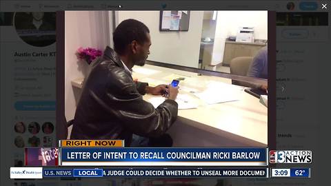 Letter of intent filed against Ricki Barlow