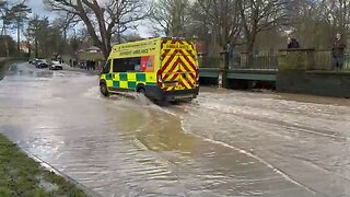 Ambulance going for a swim