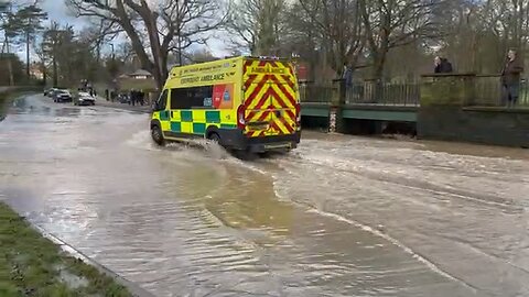 Ambulance going for a swim