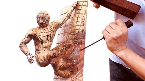 Wood Carving - How to make Wooden Spider Man - Wood Art