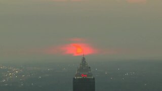 WATCH: Incredible view of the partial solar eclipse rising over Cleveland