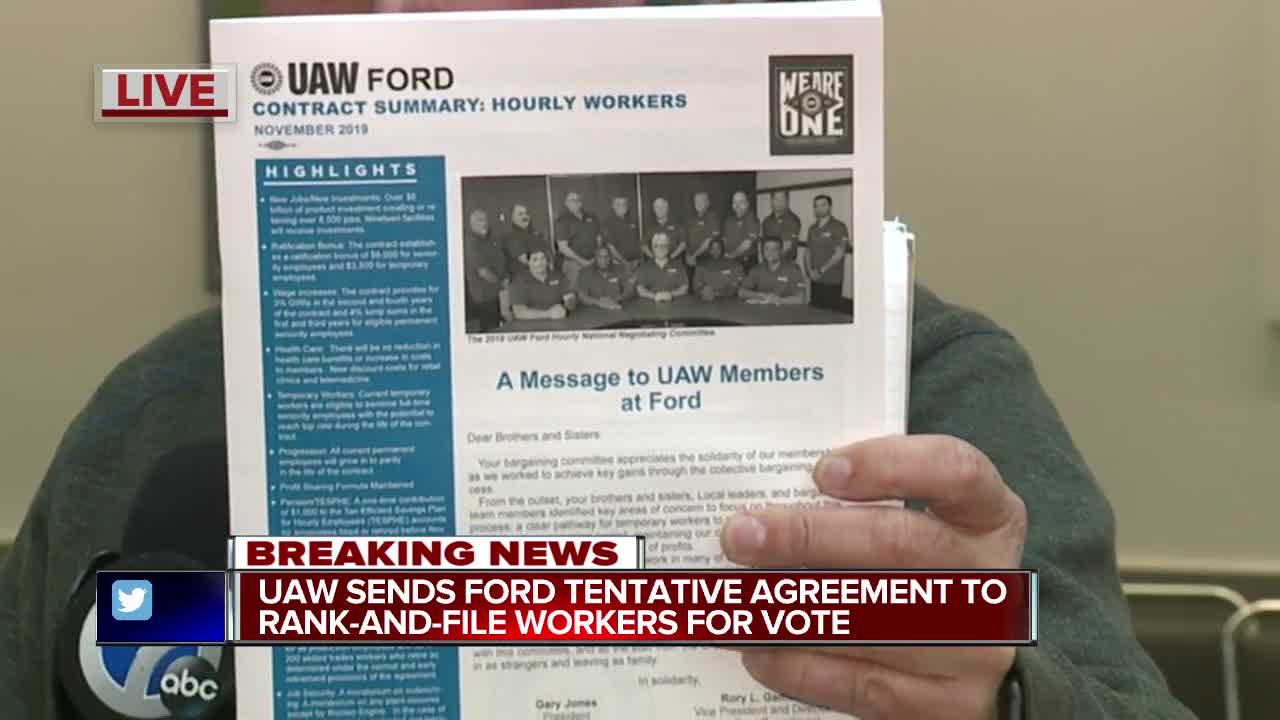 UAW sends Ford tentative agreement to rank-and-file workers for vote