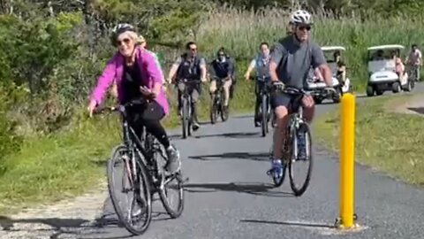 Feeble Joe Biden Falls Off Bike in Delaware