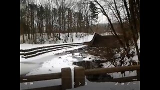 Bear Creek Lake by the Bridge In winter