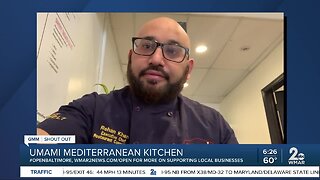 Umami Mediterranean Kitchen in Catonsville says "We're Open Baltimore!"