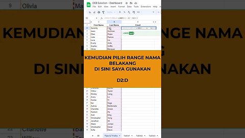 Membuat Email dari Nama Depan dan Nama Belakang - Google Sheets Tips & Tricks #belajaronline