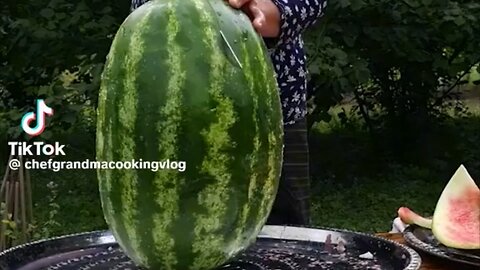 Chef Grandma cocking watermelon