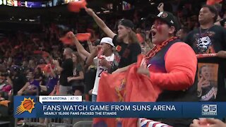 Fans watch Game 3 from the Phoenix Suns Arena