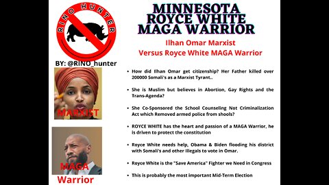 MINNESOTA: KEY RACE (Ilhan Omar is a Marxist) - Royce White MAGA Warrior