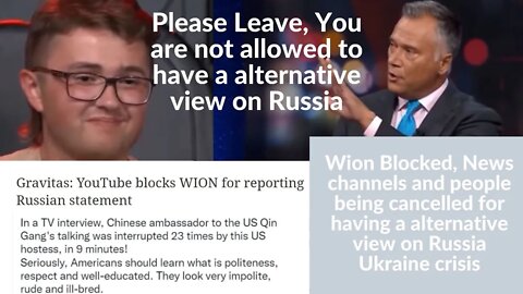 Wion blocked, People around globe get cancelled for having a different opinion about Russia Ukraine