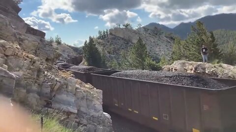 BNSF Coal w/MRL helpers ascends Mullan Pass, MT 6/22-9