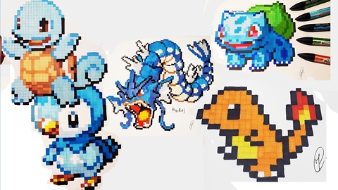 Amazing pixel drawing compilation of Pokemon characters