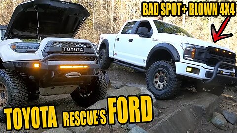 Ford F150 slides Off Trail | Toyota saves the day!