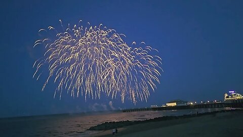 Clacton On Sea Essex Pier Summer fireworks display filmed on Samsung Galaxy S23 Ultra camera P2