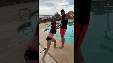 Teaching my Daughter How to Fight and Pushing Her into Pool 🤣 #dadlife #daughter #family