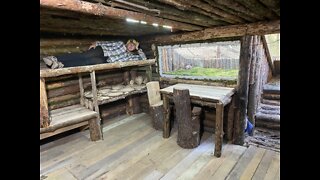 Building a dugout in the wild forest from start to finish. GIANT DUGOUT UNDERGROUND - FOREST BUNKER.