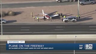 Small plane makes emergency landing on the Loop 202 near Higley Road