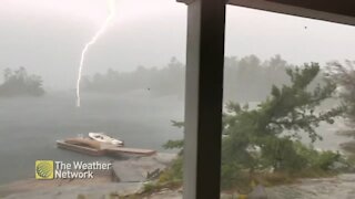 Lightning startles storm watchers during intense rain