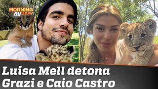 Luisa Mell patrulha Grazi Massafera e Caio Castro por fotos com filhotes de animais silvestres