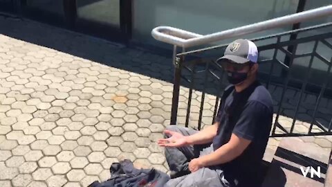 Filipino Beggar Asking Coins for Plane Ticket Frank