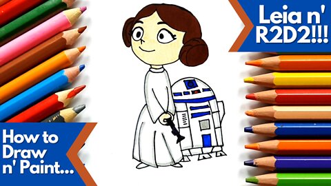 How to draw and paint Leia and R2D2 Star Wars