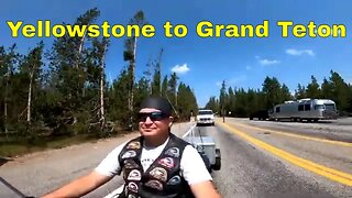 Traveling from Yellowstone to Grand Teton National Park on Motorcycle
