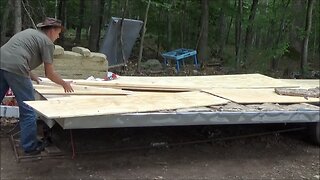 Connecting My Tiny Home Floor Halves And Cutting Floor Boards