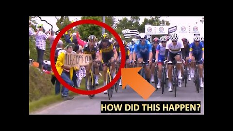 A Massive Crash At Tour De France, Unbelievable Stupidity!