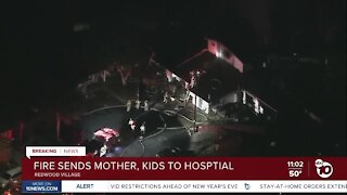 Fire sends mother, kids to hospital