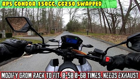 (E7) RPS Condor 250cc Modify grom rack to fit, Road test 0-50 0-60 a few wheelies, needs exhaust!