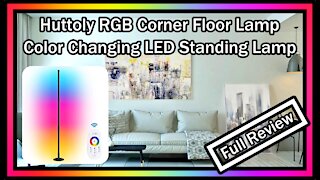 Huttoly RGB Corner Floor Lamp Color Changing LED Standing Lamp FULL REVIEW with Instructions Manual