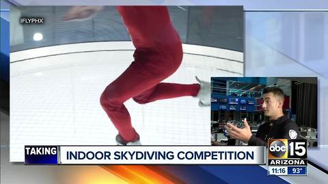 Indoor skydiving competition in the Valley