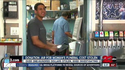 Donation jar for woman's funeral cost stolen