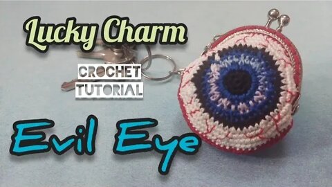 Crochet Purse Key Chain Halloween Evil Eye Ball Tutorial @weaving wyrd studio