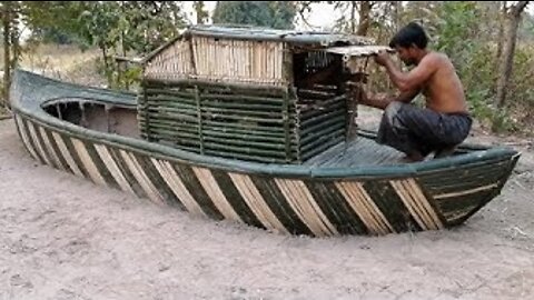 Build The Boat WIld House Using Bamboo