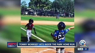 Tommy Morrisey hits inside the park homerun