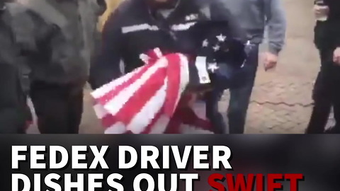 FedEx Driver Stops Burning Flag