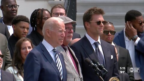 Super Bowl Champion Buccaneers visit White House, joke with President Biden