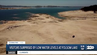 Visitors surprised by low water levels at Folsom Lake