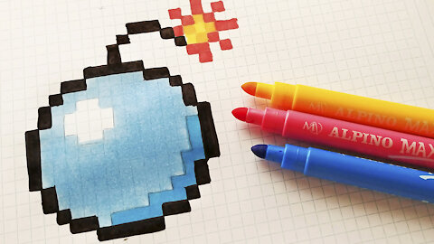 how to Draw Kawaii Bomb - Hello Pixel Art by Garbi KW