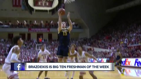 Iggy Brazdeikis named Big Ten Freshman of the Week for U-M record fourth time