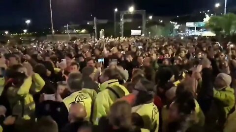 Italy - Trieste Port Strikers Singing In Great Spirits